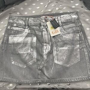 Metallic Silver Mini Skirt